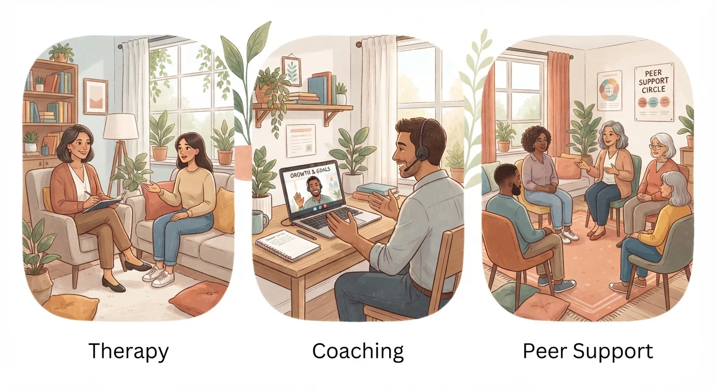 Therapy, Coaching, and Peer Support: Understanding the Differences